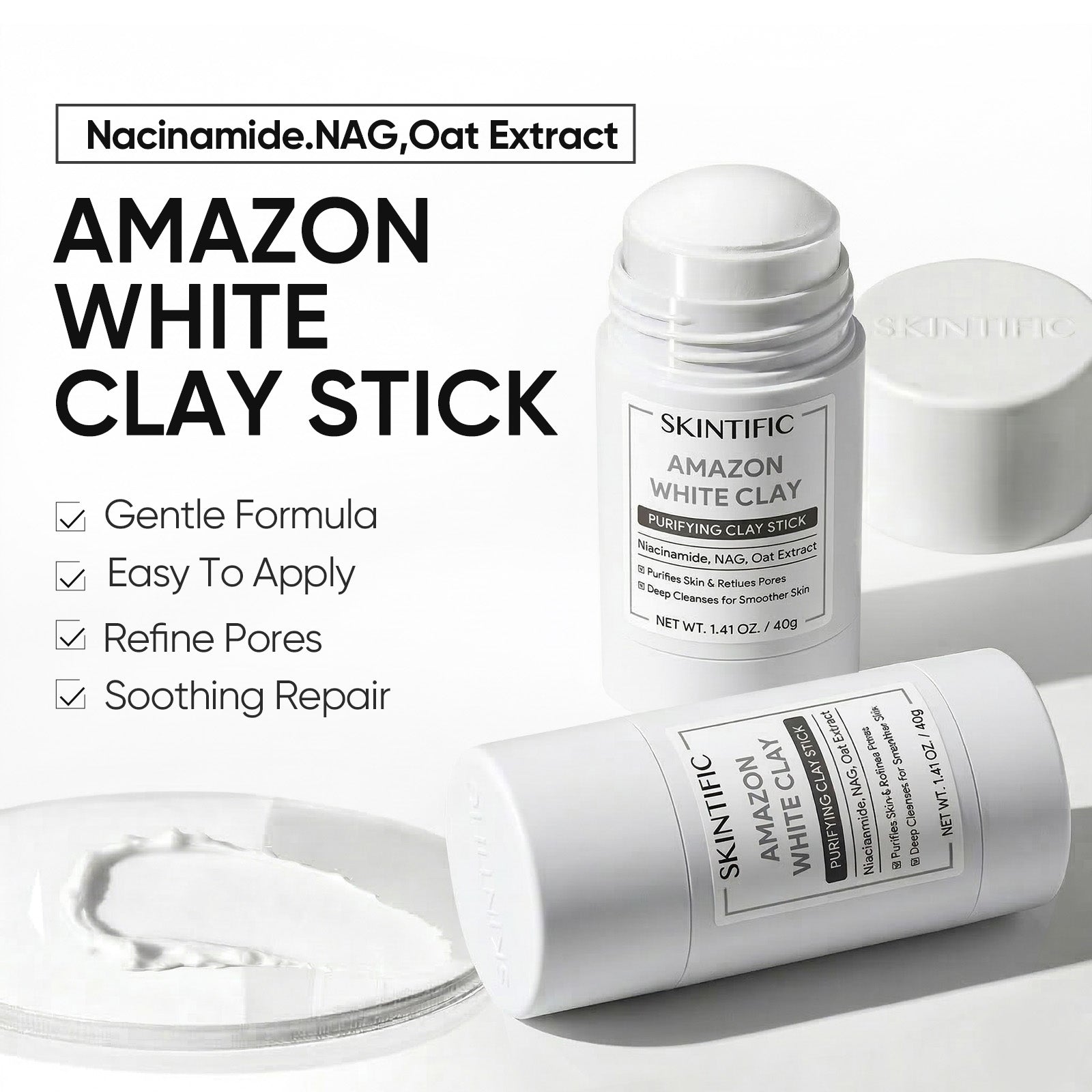 4-Piece Clay Mask Stick Set for Blackheads, Acne, Pores & Dullness
