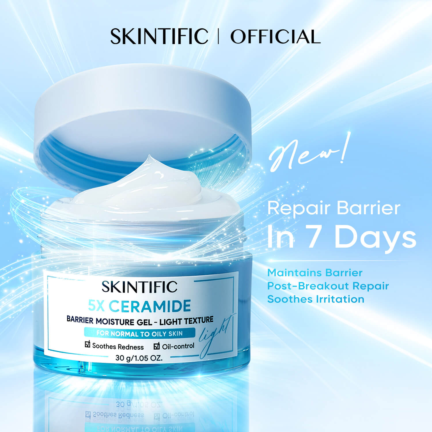 SKINTIFIC 5X Ceramide gel moisturizer for oily skin and barrier repair