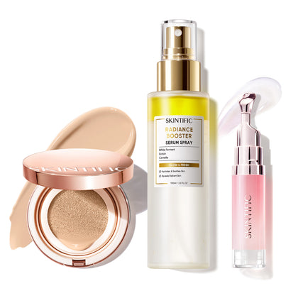 12-Hour Long-Lasting Cushion, Serum Spray & Lip Serum Set