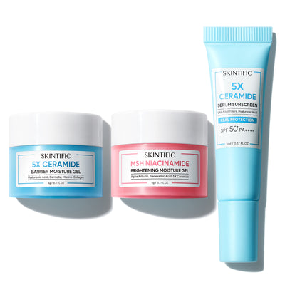MSH Niacinamide Brightening Gel + 5X Ceramide Gel + SPF 50+ Sunscreen (3 pcs Mini Set)