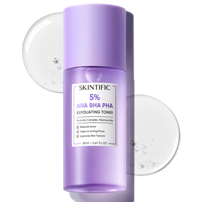 5% AHA BHA PHA Exfoliating Toner for Acne & Bright Skin